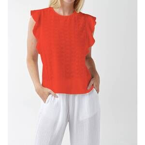 NEW RED HAUTE women's ruffle sleeve tank top in red
